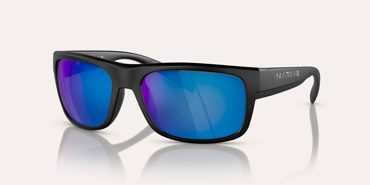 NATIVE ASHDOWN MATTE BLACK W/BLUE REFLEX POLARIZED