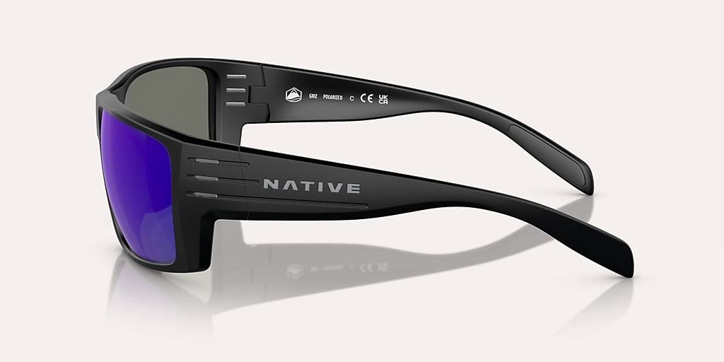 NATIVE GRIZ MATTE BLACK W/BLUE REFLEX POLARIZED