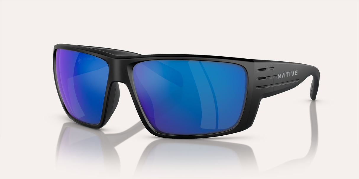 NATIVE GRIZ MATTE BLACK W/BLUE REFLEX POLARIZED
