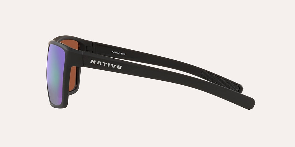 NATIVE WELLS XL MATTE BLACK W/GREEN REFLEX POLARIZED