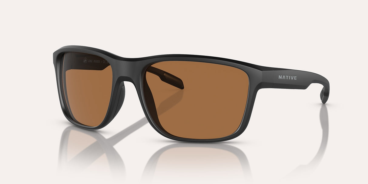 NATIVE GORGE MATTE BLACK W/BROWN REFLEX POLARIZED
