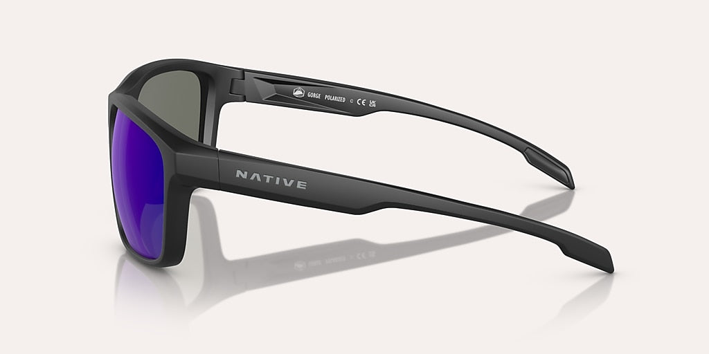NATIVE GORGE MATTE BLACK W/BLUE REFLEX POLARIZED