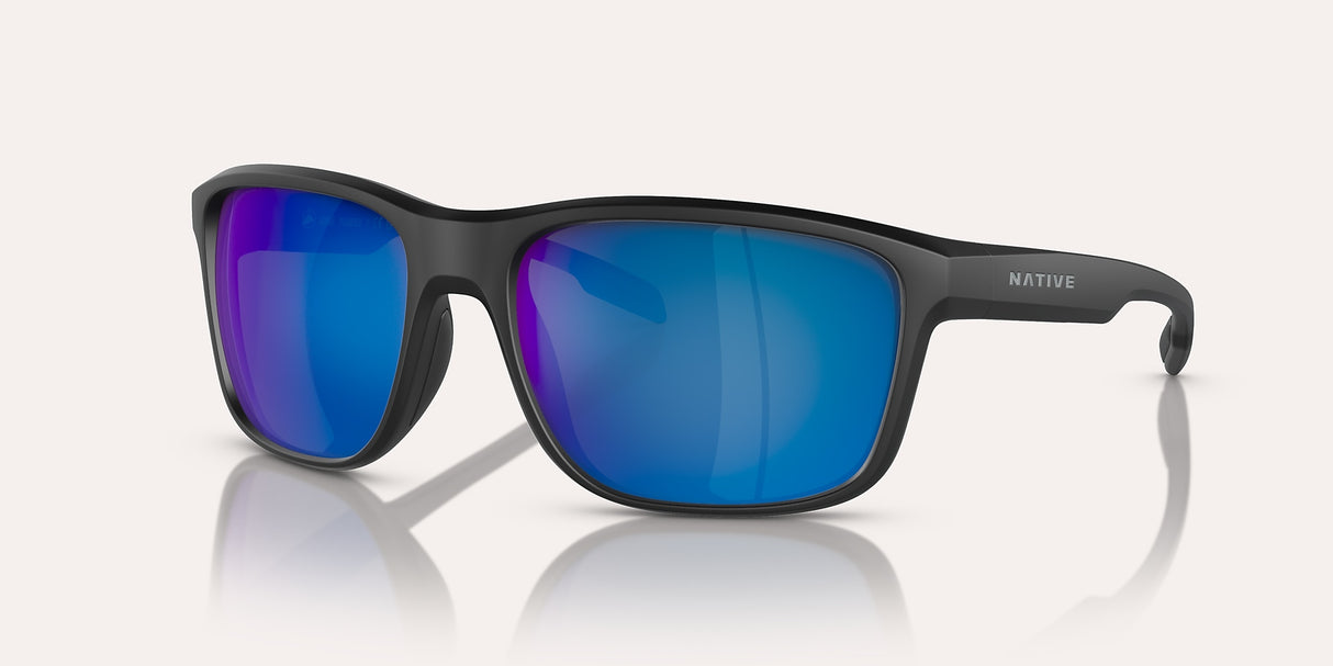 NATIVE GORGE MATTE BLACK W/BLUE REFLEX POLARIZED