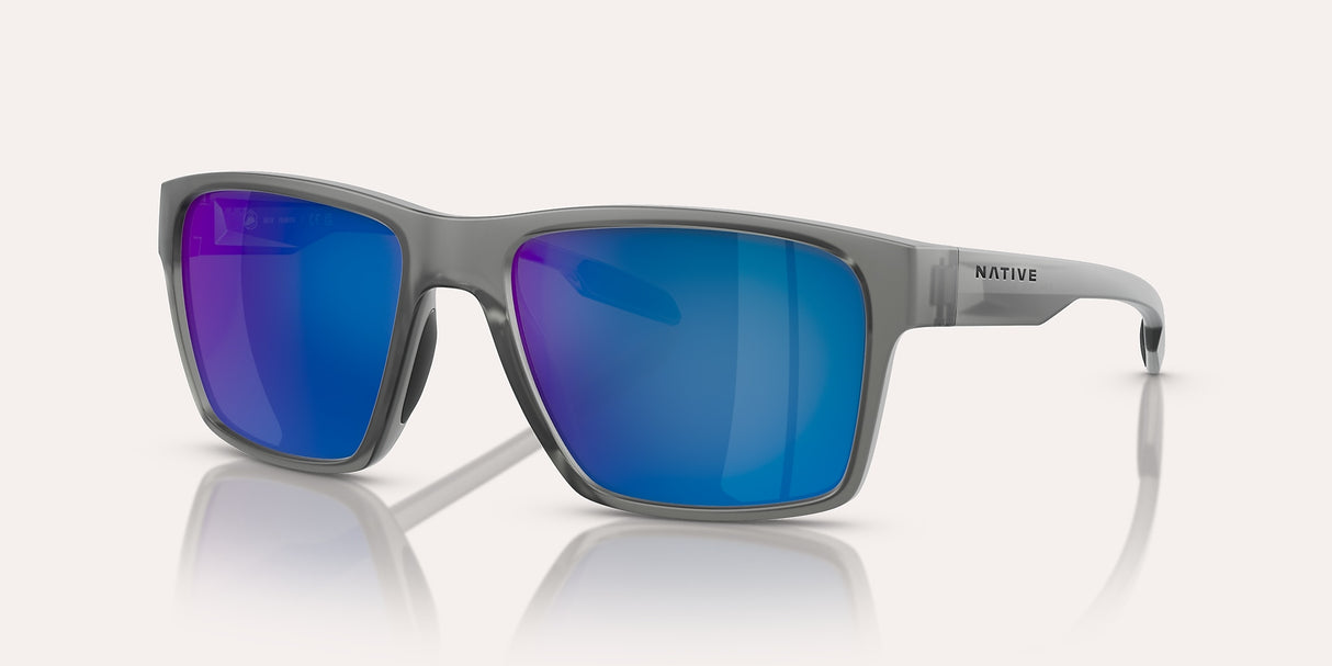 NATIVE BRECK MATTE SMOKE CRYSTAL W/BLUE REFLEX POLARIZED