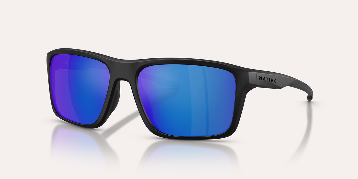 NATIVE TAVERN MATTE BLACK W/BLUE REFLEX POLARIZED