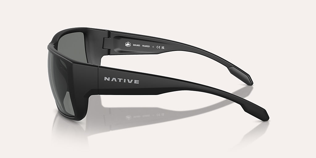 NATIVE BADLANDS MATTE BLACK W/GREY REFLEX POLARIZED