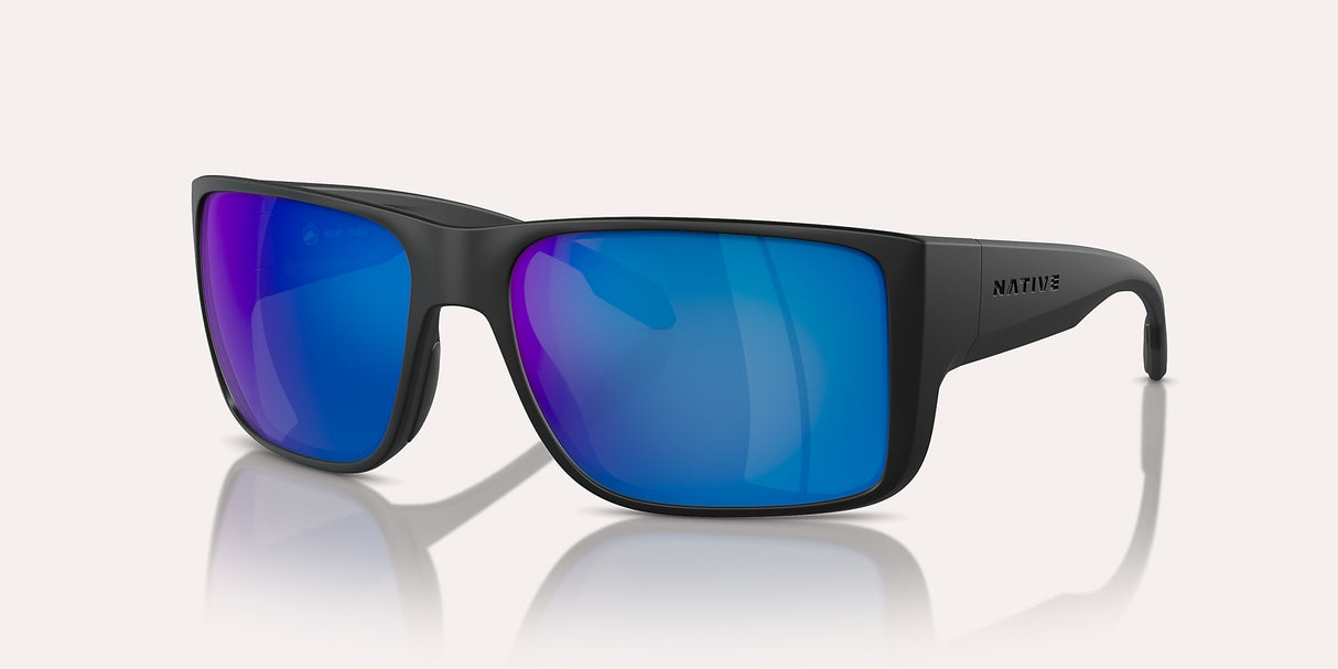 NATIVE BADLANDS MATTE BLACK W/BLUE REFLEX POLARIZED