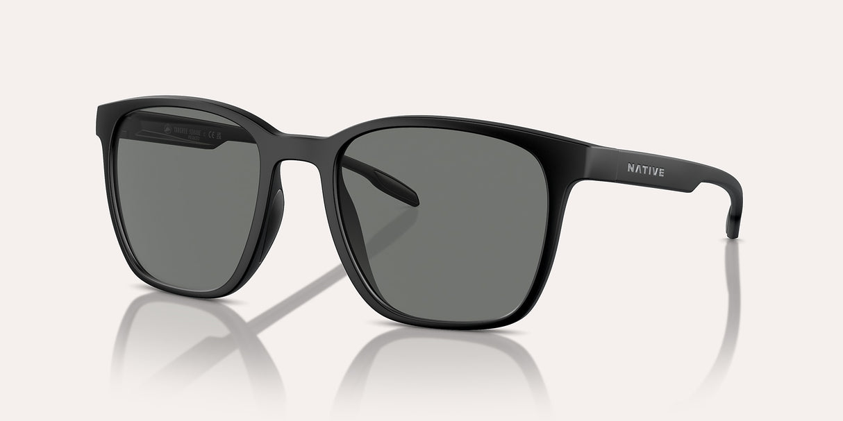 NATIVE TARGHEE SQUARE MATTE BLACK W/GREY REFLEX POLARIZED