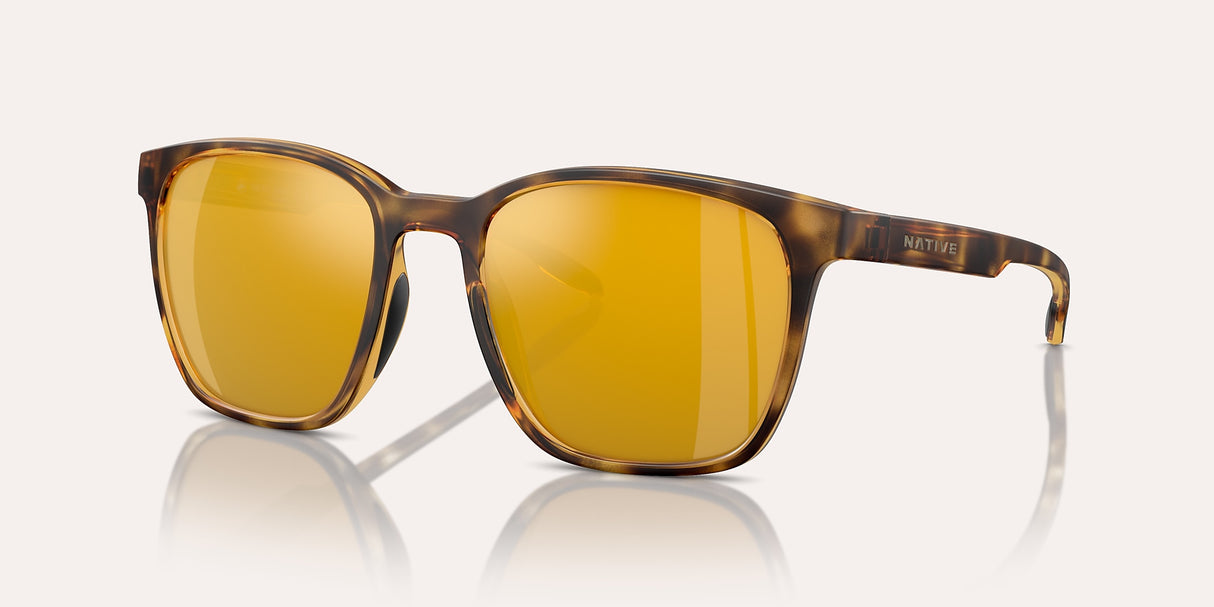 NATIVE TARGHEE SQUARE MATTE TORTOISE W/BRONZE REFLEX POLARIZED