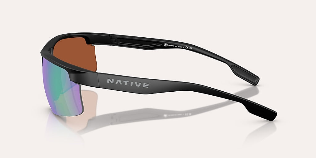 NATIVE RIDGE-RUNNER CREST MATTE BLACK W/GREEN RFLEX POLARIZED