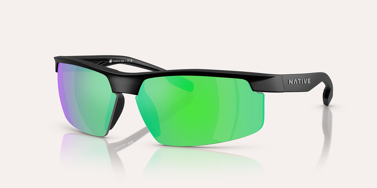 NATIVE RIDGE-RUNNER CREST MATTE BLACK W/GREEN RFLEX POLARIZED