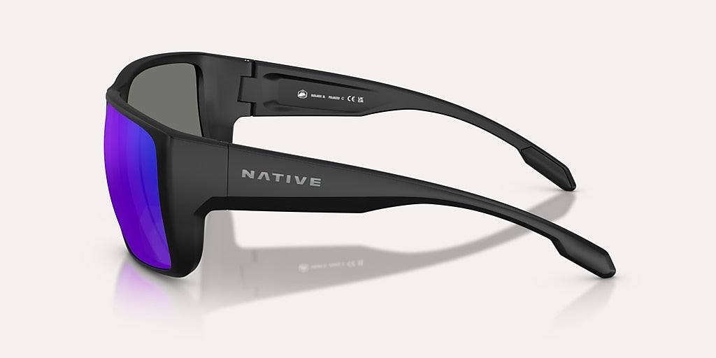NATIVE BADLANDS XL MATTE BLACK W/BLUE REFLEX POLARIZED