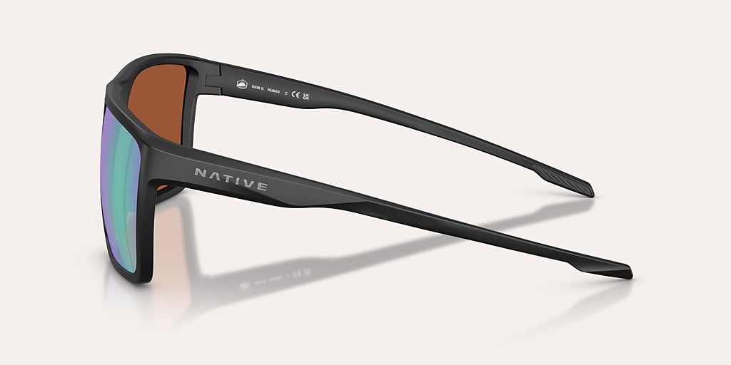NATIVE TAVERN XL MATTE BLACK W/GREEN REFLEX POLARIZED