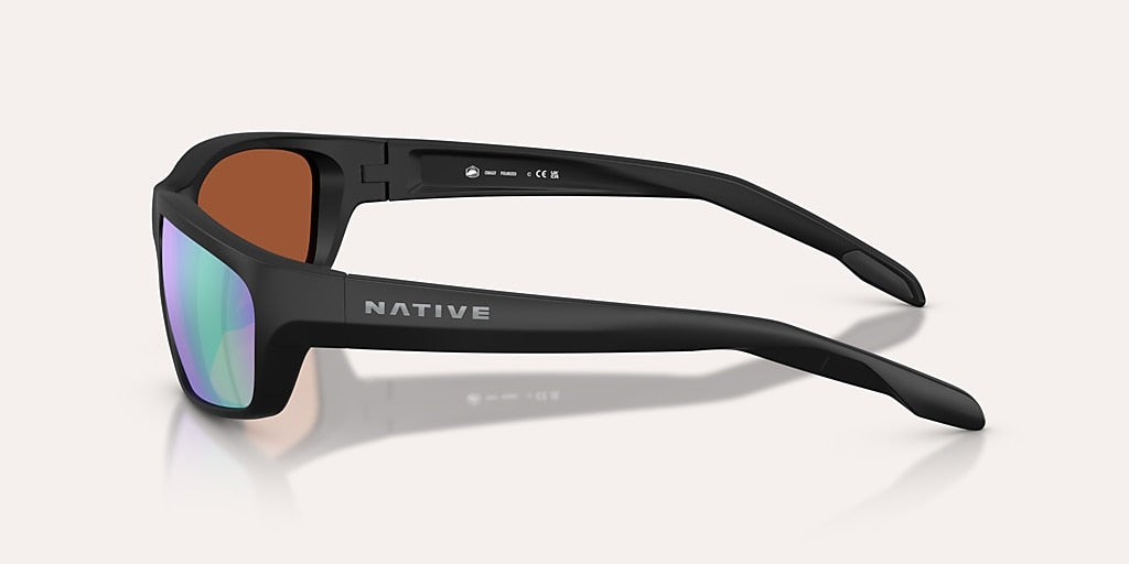 NATIVE CRAGGY MATTE BLACK W/GREEN REFLEX POLARIZED