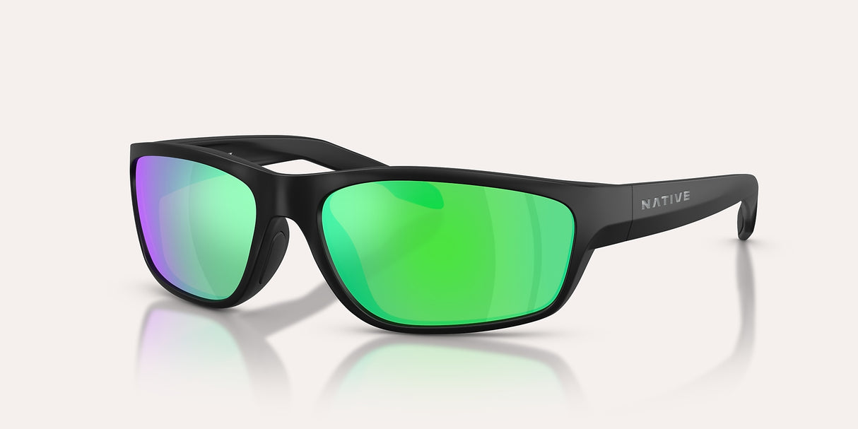 NATIVE CRAGGY MATTE BLACK W/GREEN REFLEX POLARIZED
