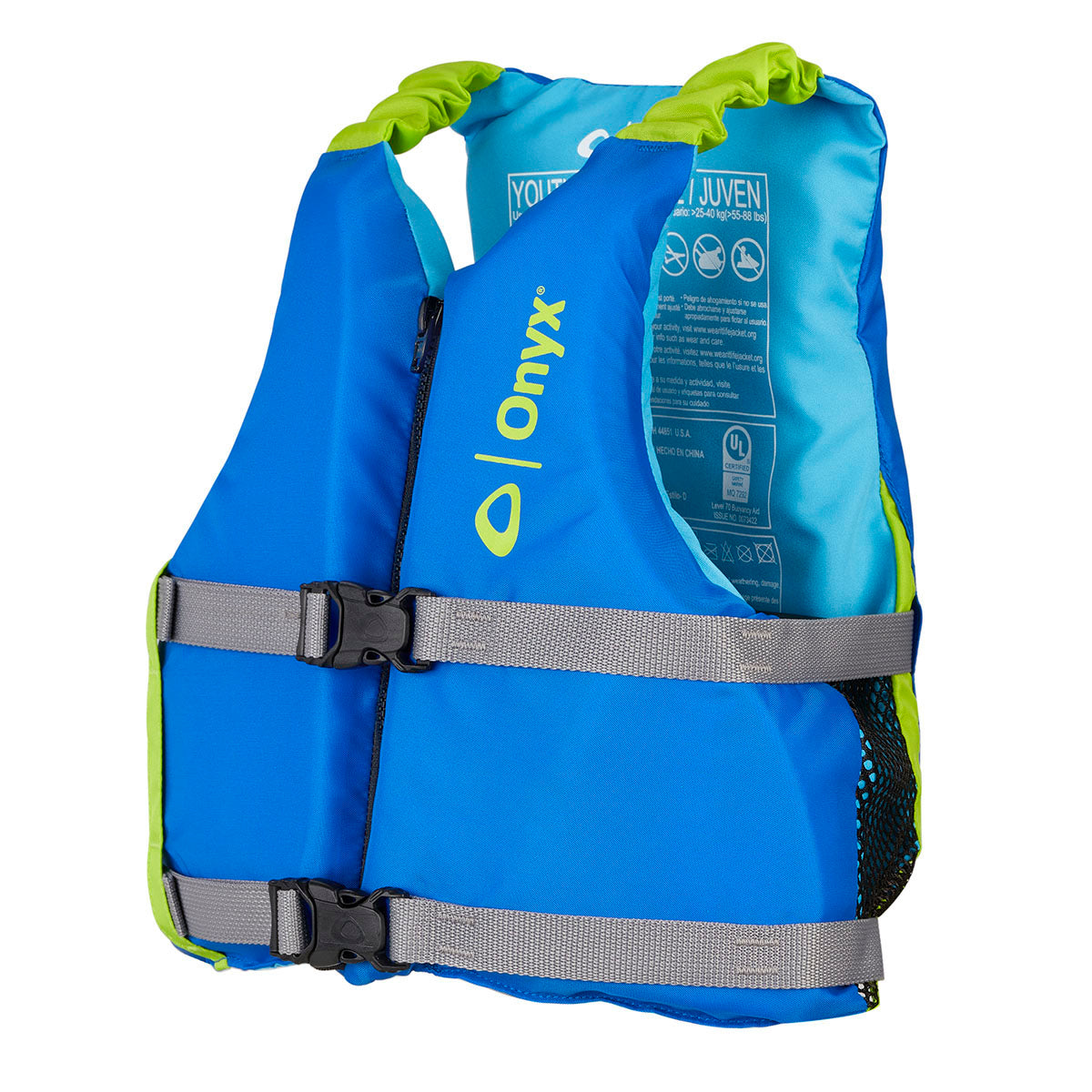 ONYX YOUTH PADDLE LIFE JACKET BLUE 55-88 LB