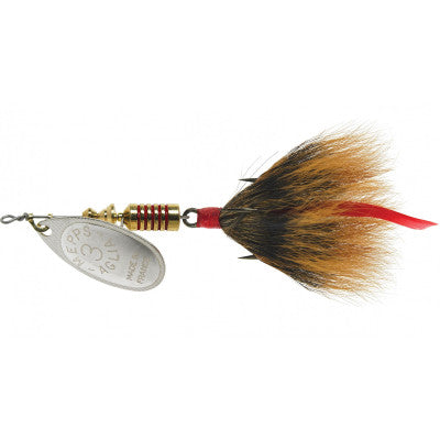MEPPS AGLIA SPINNER DRESSED TREBLE HOOK SILVER BLADE & BROWN TAIL 1/12 OZ