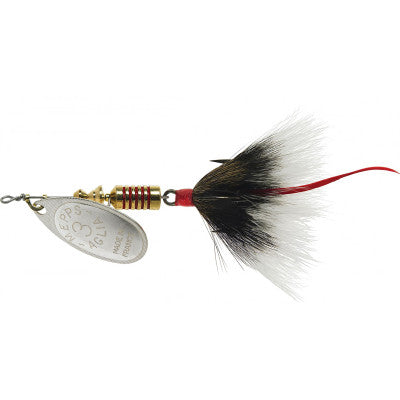 MEPPS AGLIA SPINNER DRESSED TREBLE HOOK SILVER BLADE & GRAY TAIL 1/12 OZ