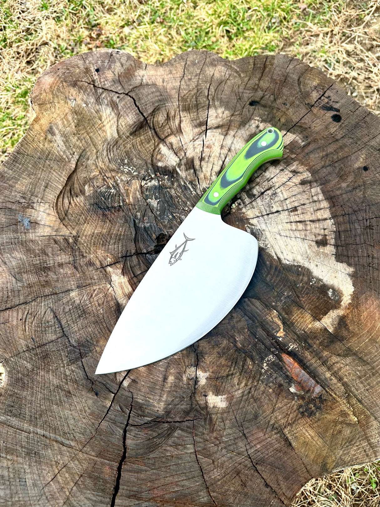 GREG CIMMS 8" TUNA CLEAVER w/Toxic Green/Black Handle