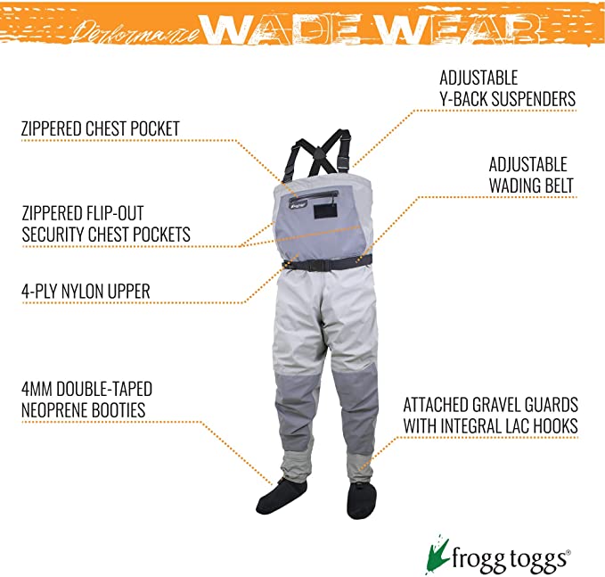 FROGG TOGGS SIERRAN TRANSITION BREATHABLE STOCKINGFOOT WADER GRAY 2XL