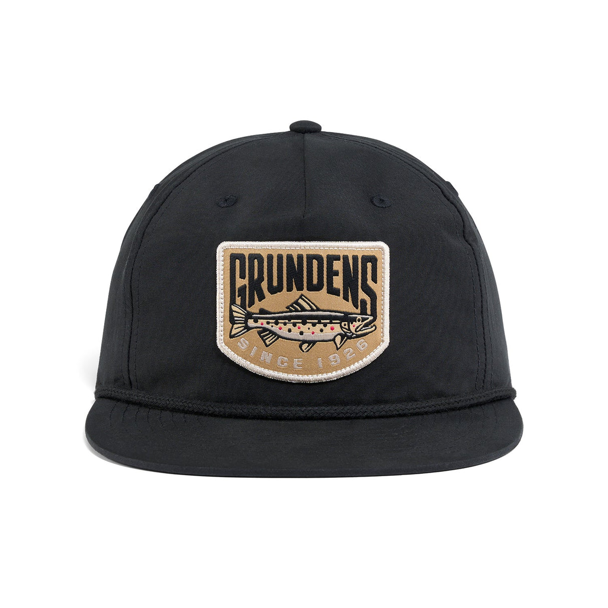 GRUNDENS TROUT PATCH ROPE TRUCKER BLACK