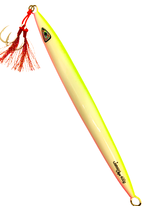 JOHNNY JIGS SLOW PITCH TORPEDO 300 GRAMS GLOW/PINK/YELLOW