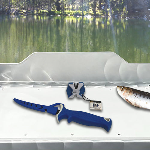 ACCUSHARP FILLET KNIFE WITH TWO-STEP CARBIDE SHARPENER AND SHEATH