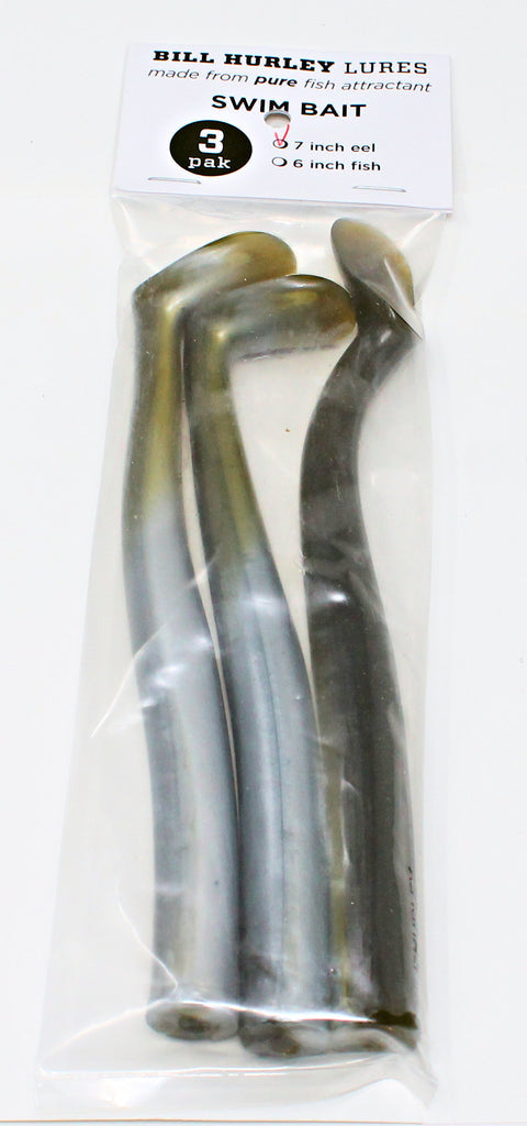 BILL HURLEY SWIM BAIT REPLACEMENT TAILS OLIVE/WHITE 3 PK
