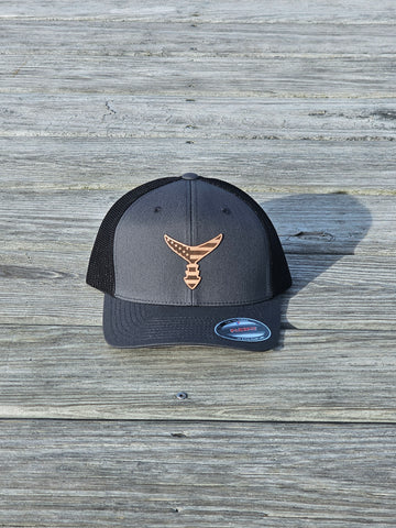 CHASING TAIL FITTED HAT CHARCOAL/BLACK W/AMERICAN LEATHER