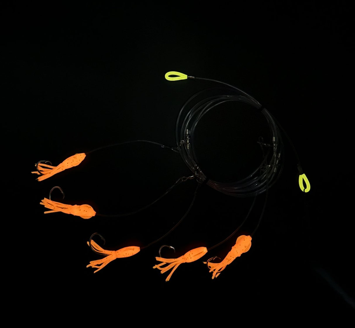 LINE-SIDED TACKLE TILEFISH LAYDOWN RIG W/PINK GLOW SQUID SIZE 11/0 400 LB TRUNK