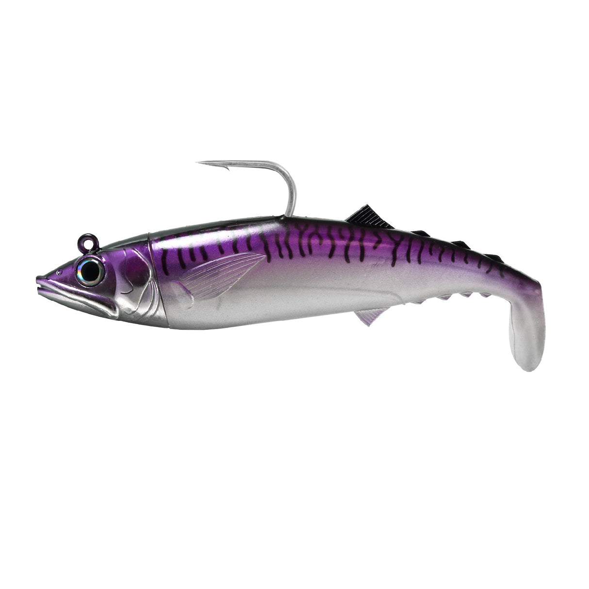 OKUMA OKUMA FISHLAB MACK ATTACK SOFT SWIMBAIT 6 1/2" PURPLE MACKEREL 5.5 OZ