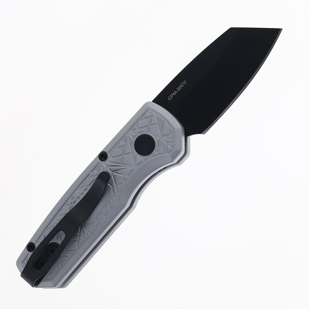 PRO-TECH RUNT 5 NEXUS Textured Grey anodized handle, DLC Black 20-CV Reverse Tanto Blade.