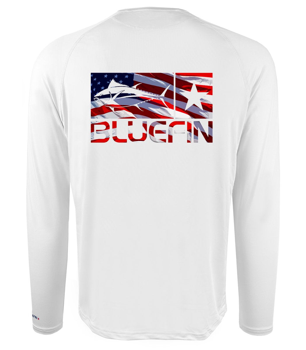 BLUEFIN SUPER LEGGERA L/S SOLAR TEE USA LOGO FLAG