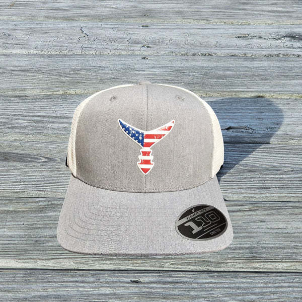 CHASING TAIL SNAP BACK HAT HEATHER GRAY/WHITE WITH AMERICAN GEL