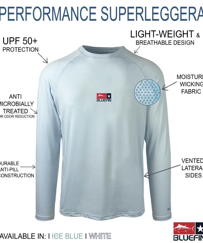 BLUEFIN SUPER LEGGERA L/S SOLAR TEE USA LOGO FLAG