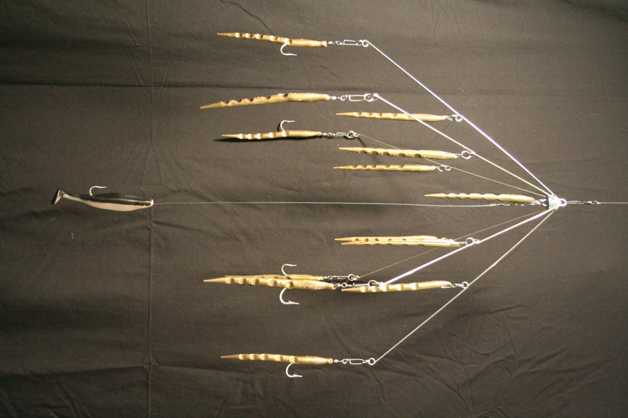 9'ERS LURES 7" NE 6-ARM EEL RIG Natural