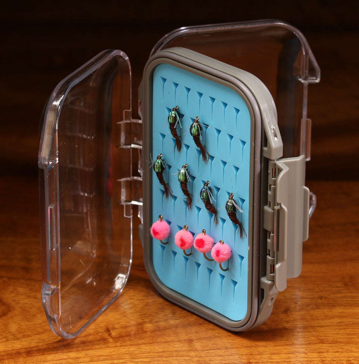 HARELINE MEDIUM FLICON DOUBLE SIDED SILICONE FLY BOX 4 X 7.25