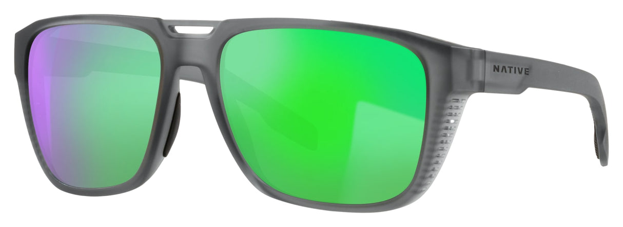 NATIVE MAMMOTH MATTE SMOKE CRYSTAL W/GREEN REFLEX POLARIZED