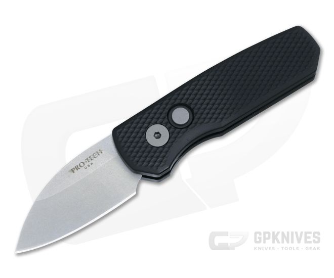 PRO-TECH RUNT 5 Textured Black Handle, Stonewash Magnacut Wharncliffe Blade.