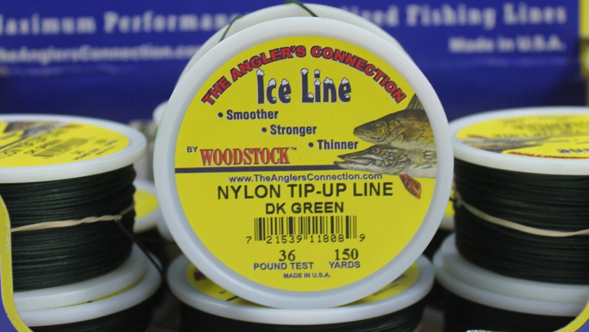 WOODSTOCK LINE COMPANY NYLON-TIP-UP-LINE DARK GREEN 36 LB 150 YARDS