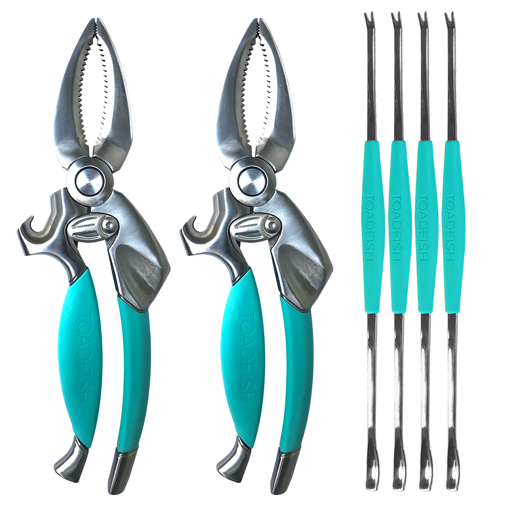 TOADFISH CRAB & LOBSTER TOOL SET 2 CRAB CUTTERS & 4 SEAFOOD FORKS