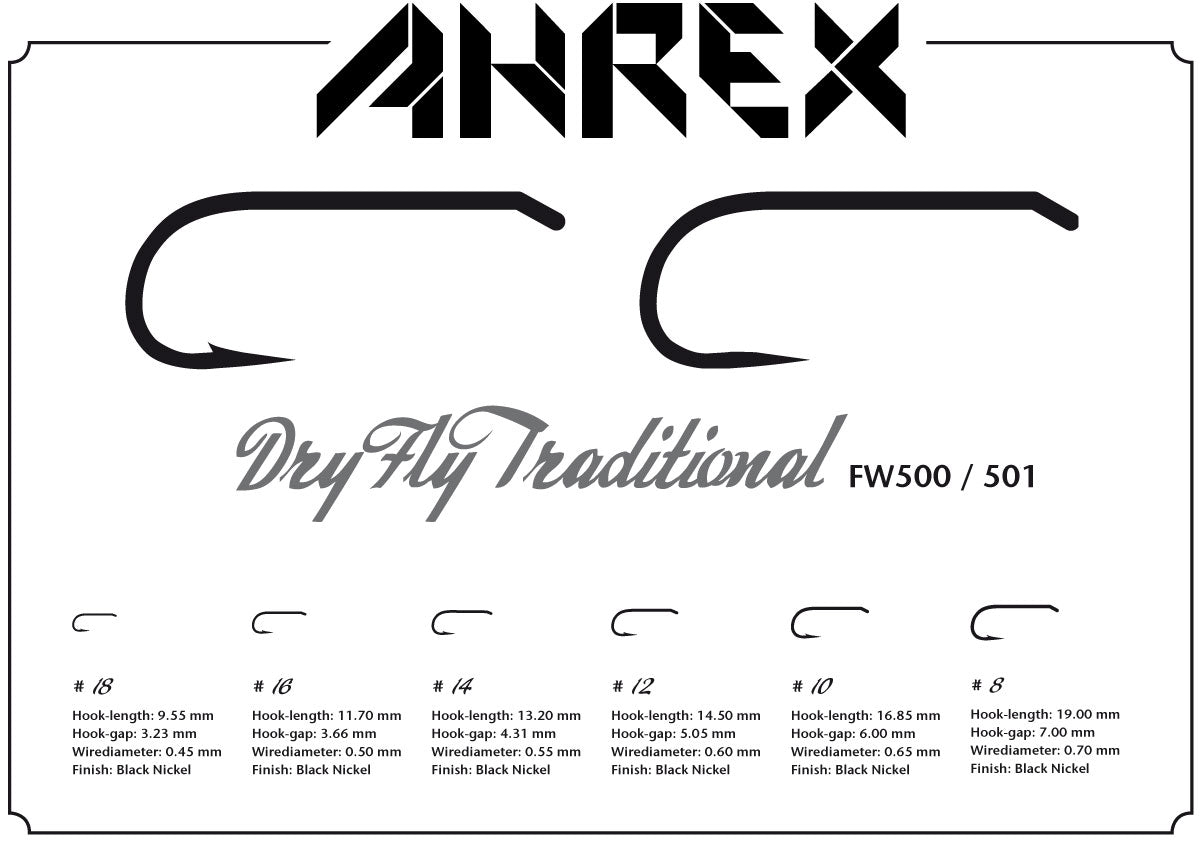 AHREX FW 500 DRY FLY TRADITIONAL BARBED HOOK