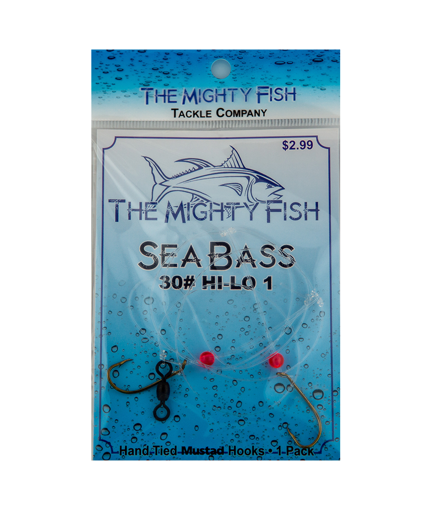 THE MIGHT FISH TACKLE COMANY SEA BASS HI-LO RIG 30# SIZE 1 HOOK