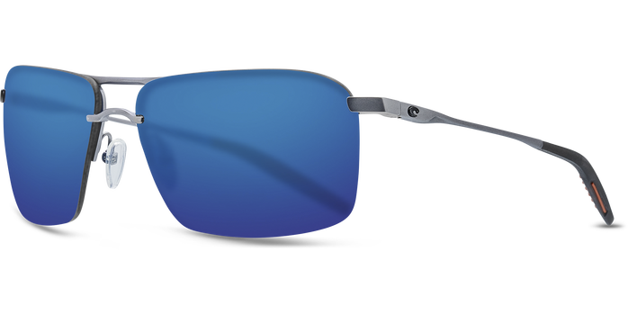 COSTA SKIMMER - MATTE SILVER + TRANSLUCENT GREY/ORANGE - BLUE MIRROR 580P