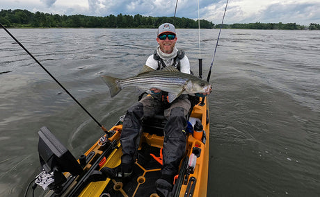 STRIPED BASS FISHING FROM A KAYAK ON CAPE COD