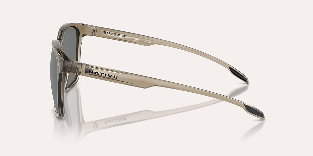 NATIVE TARGHEE SQUARE SMOKEY QUARTZ W/SILVER REFLEX POLARIZED