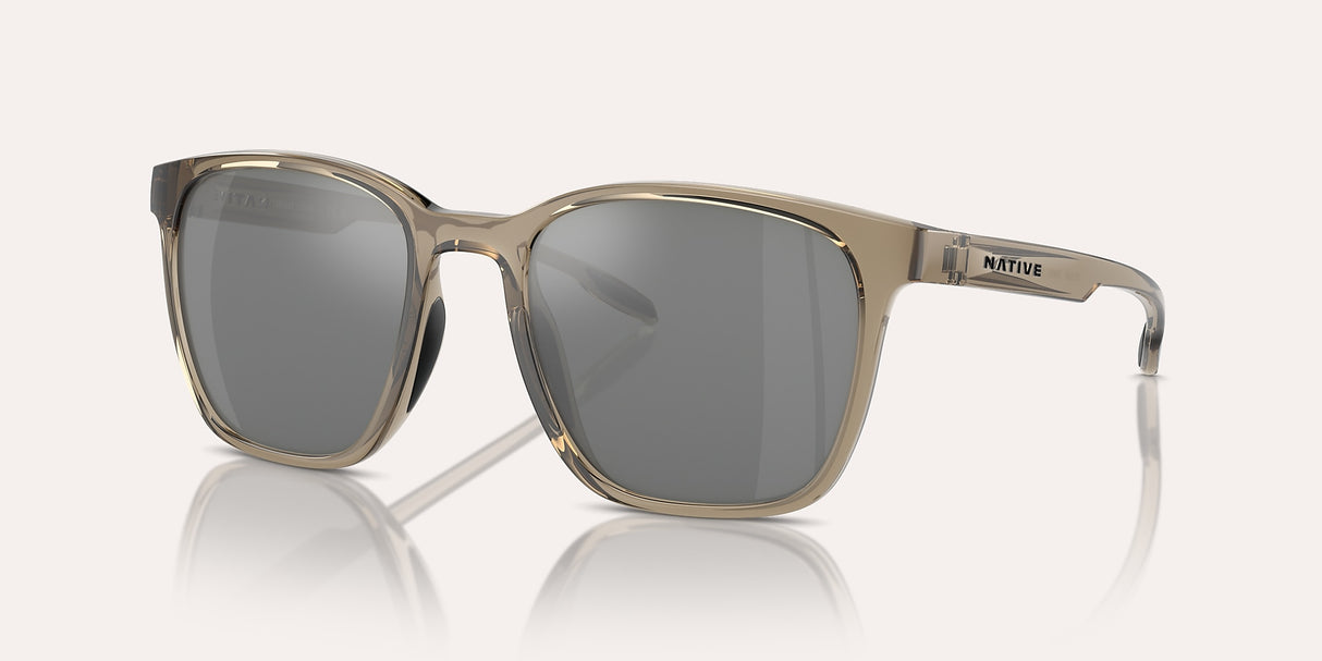 NATIVE TARGHEE SQUARE SMOKEY QUARTZ W/SILVER REFLEX POLARIZED