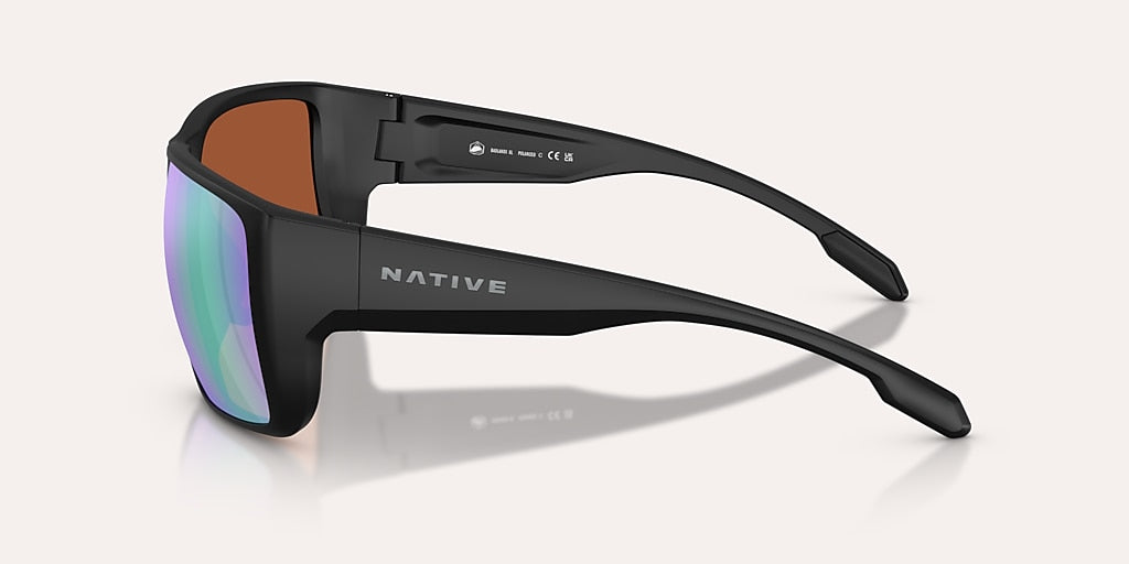 NATIVE BADLANDS XL MATTE BLACK W/GREEN REFLEX POLARIZED