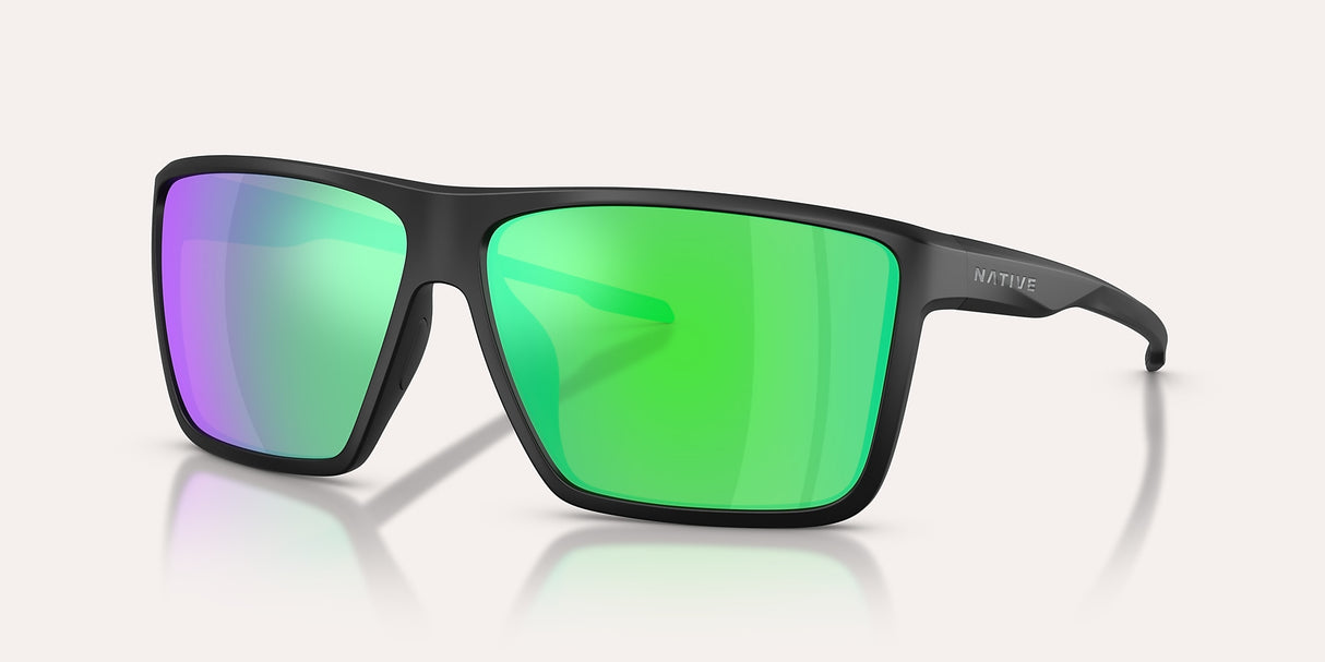 NATIVE TAVERN XL MATTE BLACK W/GREEN REFLEX POLARIZED