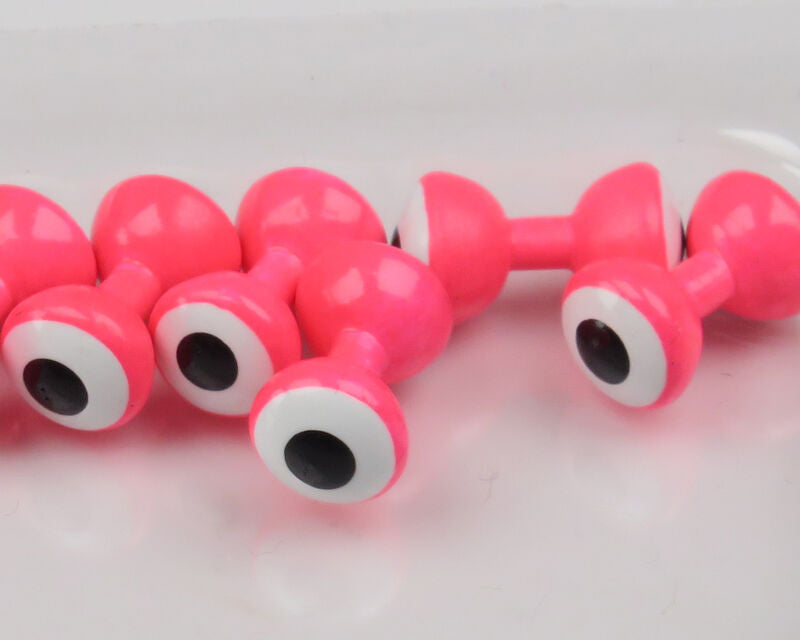 HARELINE DUBBIN DOUBLE PUPIL LEAD EYES #11 HOT SALMON PINK W/WHITE AND BLACK SMALL QTY 10